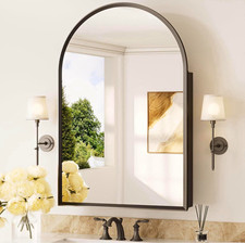KEONJINN Arched Mirrored Medicine Cabinet Black 1 Door 2 Shelves 36.14"