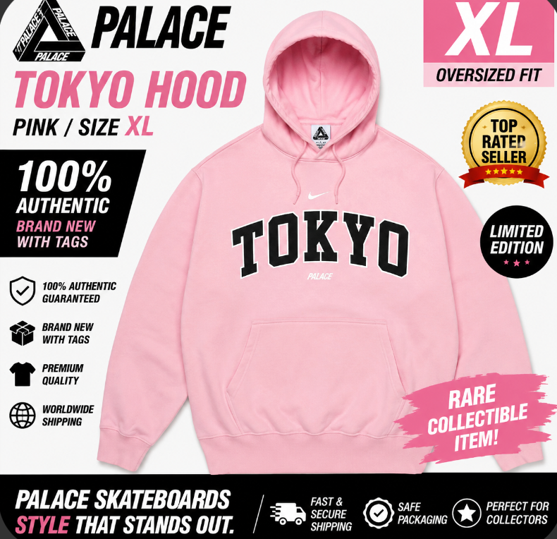 Palace × Nike TOKYO Exclusive Hoodie – Pink – Size XL Japan Store