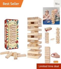 Tumble Tower Game for Kids and Adults, 54pcs Wooden Board Stacking Game for F...