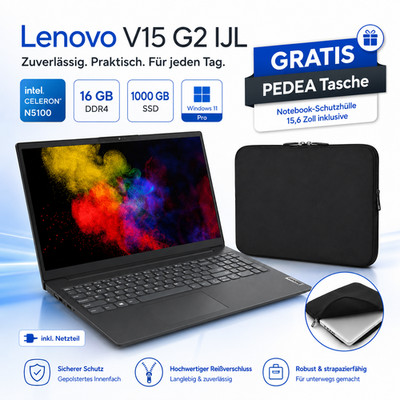 Notebook Lenovo V15 | Intel Quad Core 2,80Ghz | 16 GB | 1 TB | WLAN | Win 11 Pro