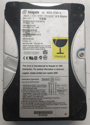 Seagate U4 ST34311A 4.3gb 9M9002-005 SG22573-101 8.01 3.5 HDD IDE PATA Hard Drive