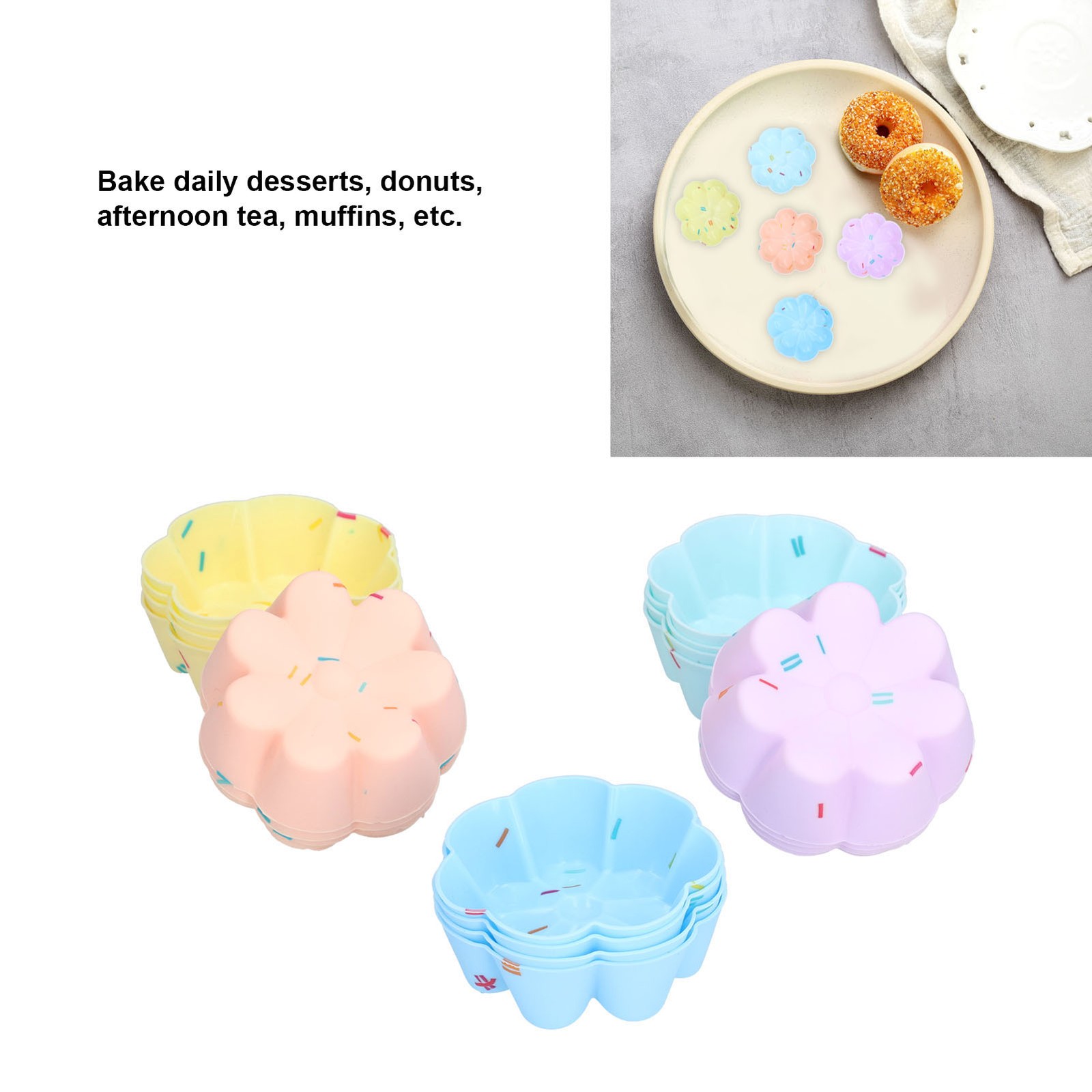 20Pcs Cupcake Baking Mould Silicone Muffin Cups Cupcake Moulds Jelly Pudding Mol