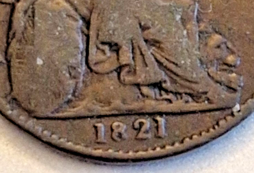 Rare Antique George IV Copper Farthing 1821 1st Issue, Dot After Date - Picture 5 of 5