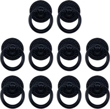 Black Ring Pulls Handles Hardware Furniture Drawer Pull Ring Black; 10PCS
