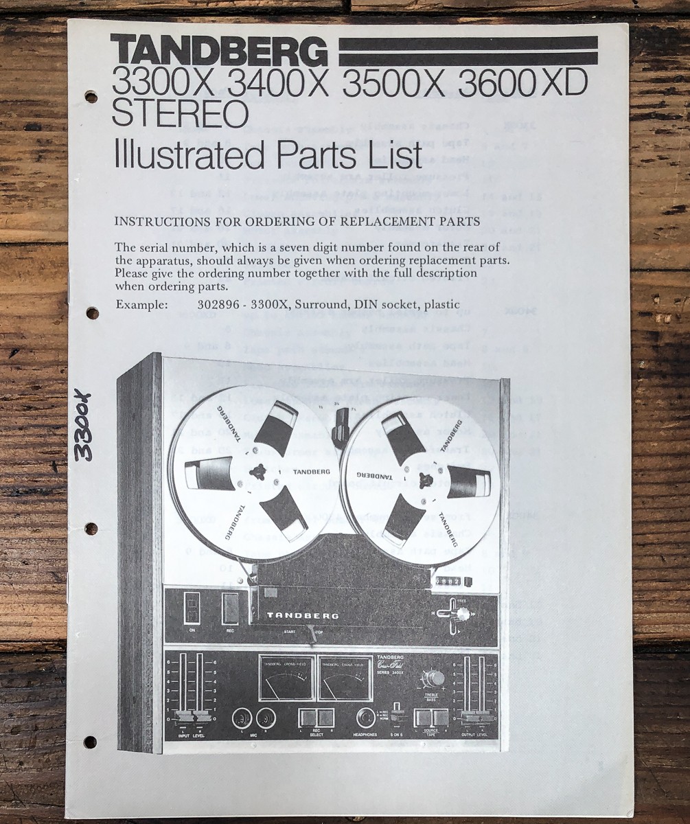 Tandberg 3300X 3400X 3500X 3600XD  Parts List Manual *Original*