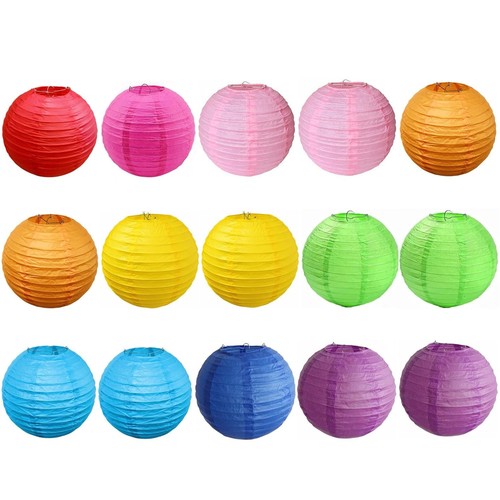 15pcs Colorful Paper Lanterns Multicolor Hanging Ball Lanterns for Birthday W...