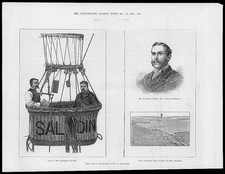 1881 Antique Print - HOT AIR BALLOON Saladin Walter Powell Malmesbury (74)