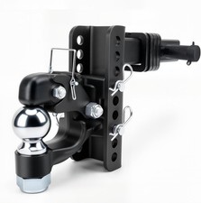 Adjustable Trailer Hitch for 2-Inch Receiver, 5-Inch Drop/Rise, Dual Ball 2-5/16