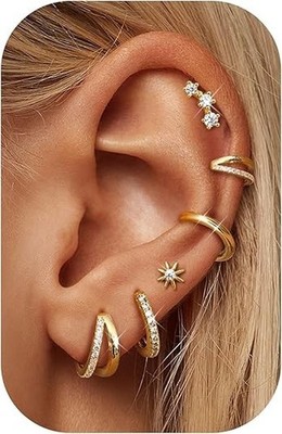 Aretes mujer moda oro 14k pequenos simples hipoalergenicos joyeria delicada