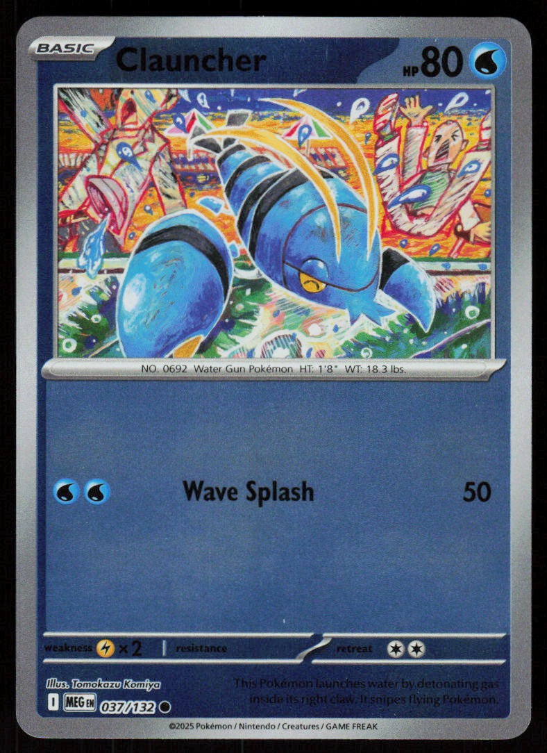Clauncher 037/132 Common Mega Evolution Pokemon Reverse Holo Near Mint
