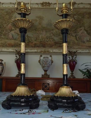 Atemberaubende Schwarz & Gold Modern/Klassischer Stil Elegante Lampen + Seidenlampenschirme