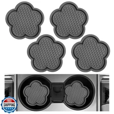 DXNQ 4 PCS Car Cup Coasters, Cute Flower Shaped Car Cup Holder Mat, PVC Water