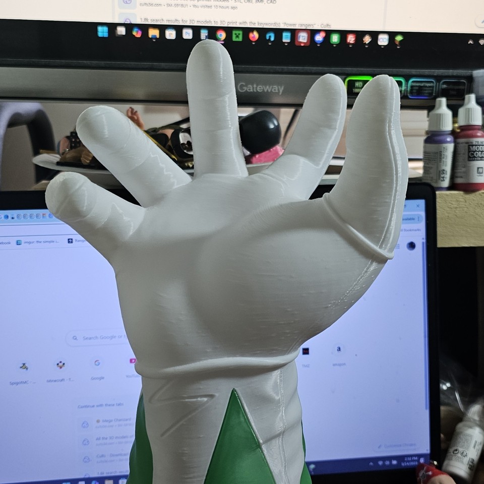Power Rangers Lightning 3D Printed Green Ranger Hand Glove Controller ...