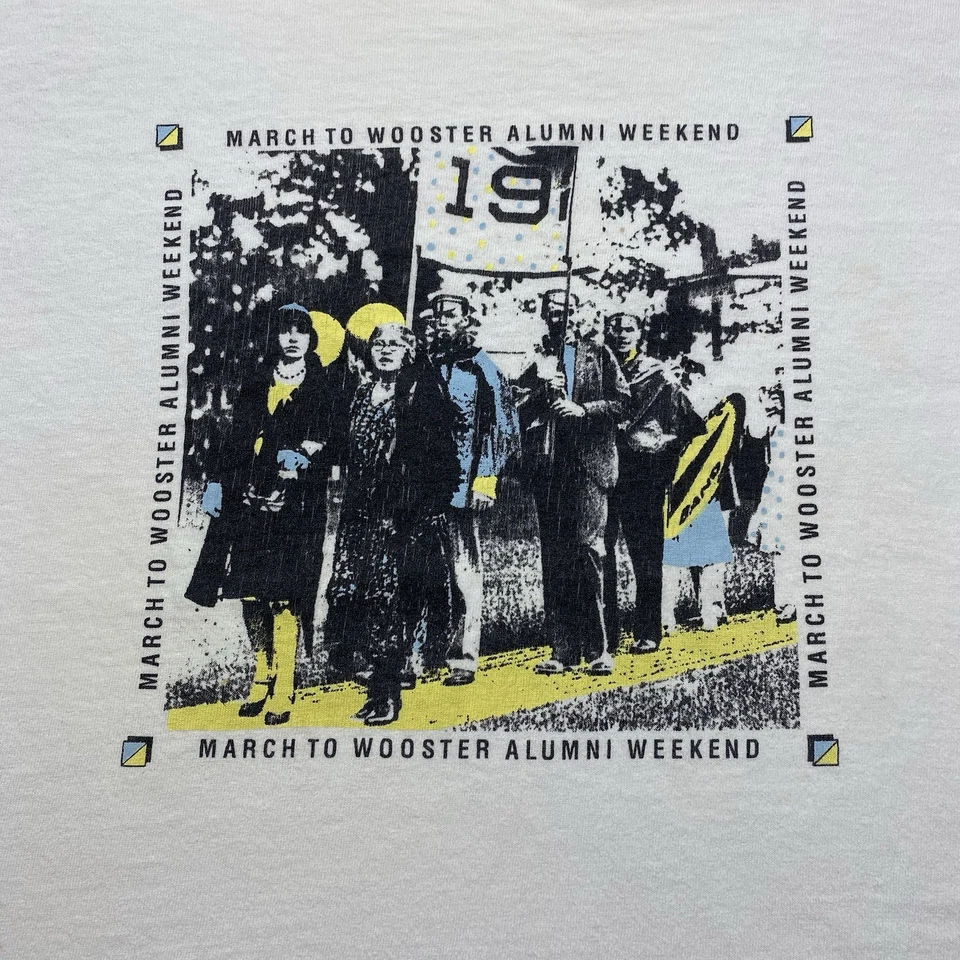 Vintage 90s March To Wooster College Alumni Weekend Photo Art Shirt Size Medium - Image 2 of 4