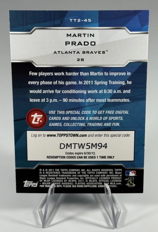 2011 Topps - Toppstown Series 2 Martin Prado #TT2-45 - Image 2 of 2