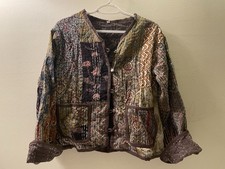 Handmade Kantha Quilted Jacket Reversible w/ Pockets, Patchwork 100 Cotton A188