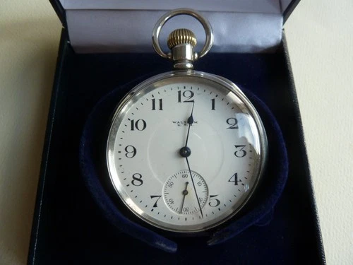 Antique Waltham solid sterling  silver pocket watch just serviced open face.