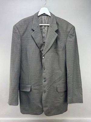 Alfani Mens Plaid 100% Pure New Wool Blazer Jacket Size 42L
