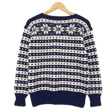 Nordic Vintage Fair Isle Pullover Warm Wool Long Sleeve Regular Fit Size S