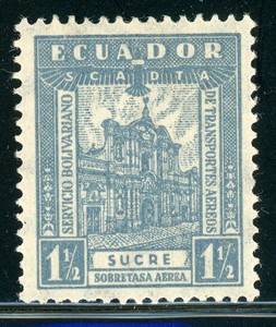 ECUADOR MH SCADTA Air Post: Scott #C19 1½S Jesuit Church 1929 CV$7+