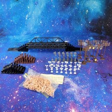 Vintage HO Scale Train Accessories Lot People Signs Posts Bridge Trestles EUC