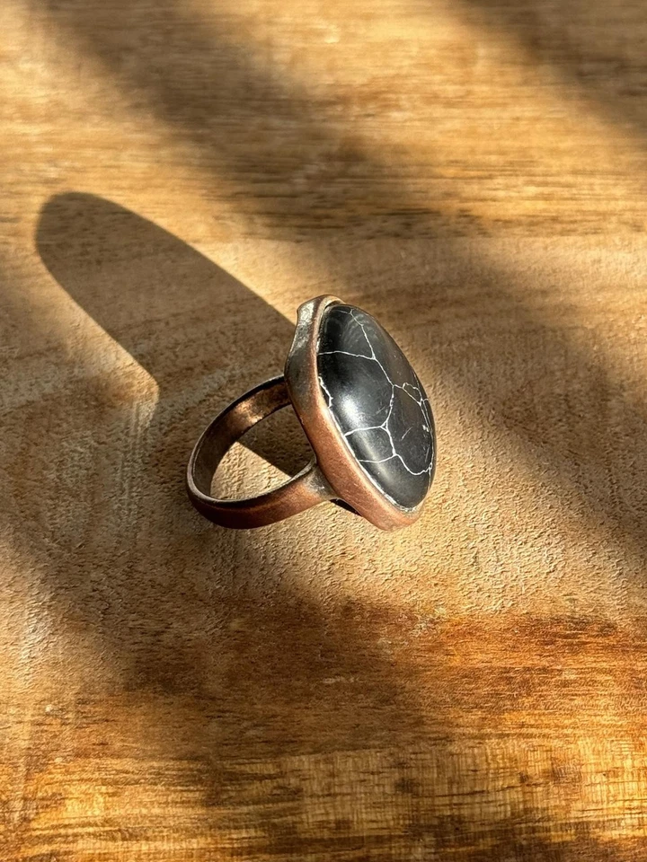 Редкое винтажное кольцо из черного агата размер 8 талисман джинн - Изображение 3 из 4