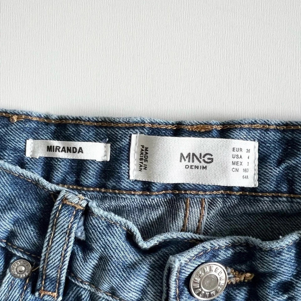 Pantalones de mezclilla Miranda cintura alta calce recto Mango MNG en azul abierto talla 4 nuevos con etiquetas Foto 2 de 4