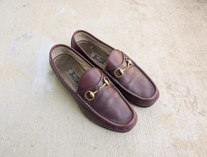 Mocassins Gucci Horsebit rouge bordeaux hommes 10,5 chaussures habillées en cuir à enfiler luxe