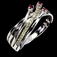 925 Sterling Silver Ring Round Rhodolite Garnet Sapphire Gemstone Jewelry Size 9