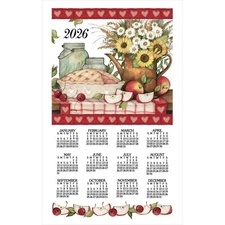 Kay dee Designs kitchen calendar towel apple pie  F3555 year 2026