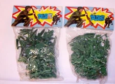 (2) Vintage 1970's Bag of  Green Army Rambo Soldiers Hong Kong (SEALED)
