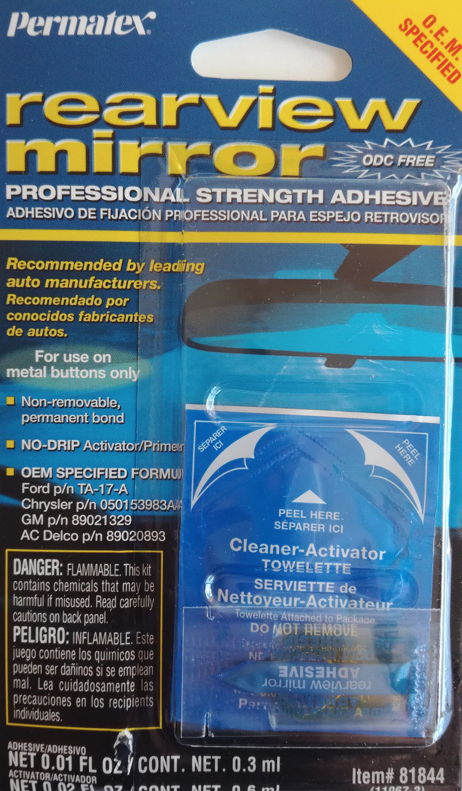 PERMATEX 81844 Professional Strength Rearview Mirror Adhesive mirror