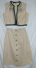 VIntage Skirt Vest Lady McGuire Fashions Western Beige Brown Size Small A Line