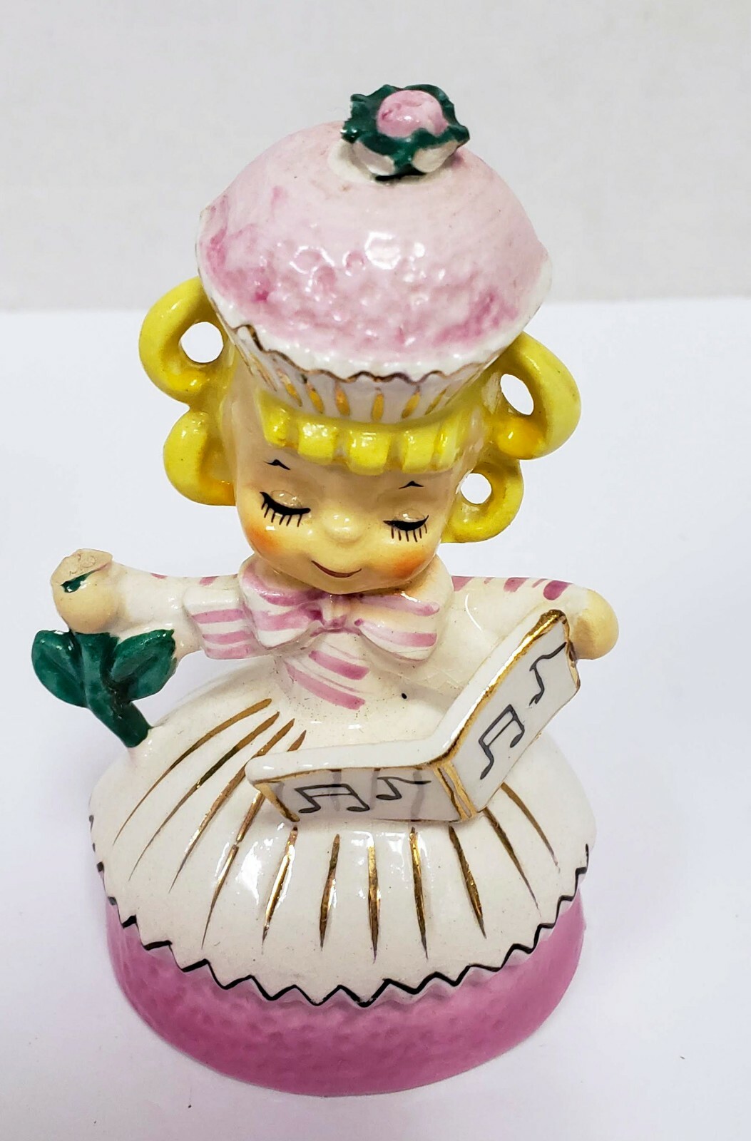 Vintage Enesco Sweet Shoppe Cupcake Candy Pink Dress Girl Flower and