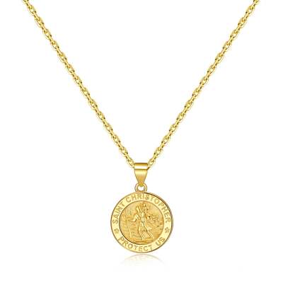 18k Gold Plated Sterling Silver St Christopher Necklace