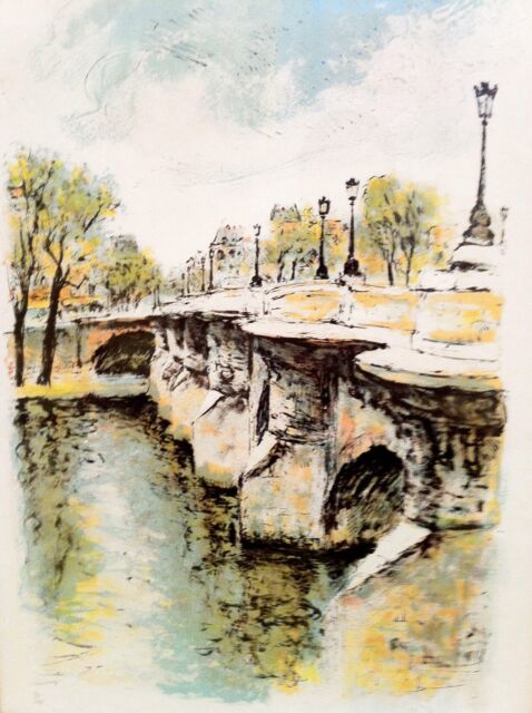 Ira Moskowitz Canal and Bridge Lithograph signed and numbered in pencil