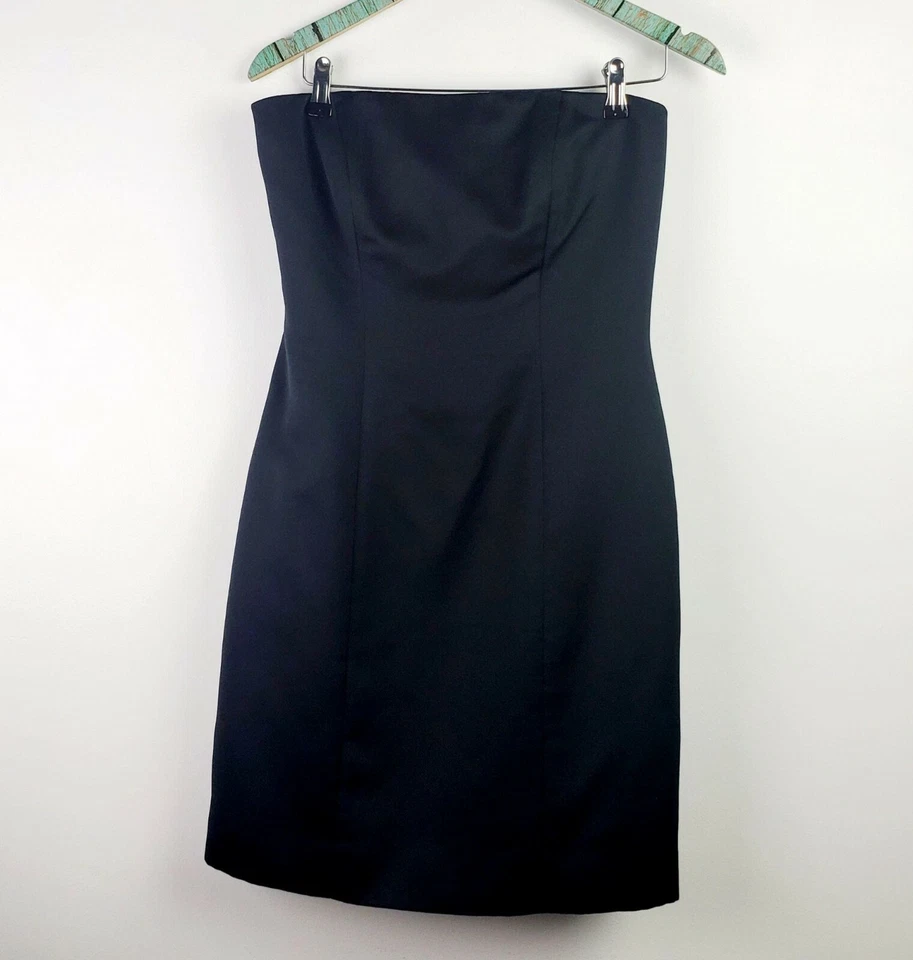 Винтажное женское атласное черное платье без рукавов Victor Costa размер 8 ОБЯЗАТЕЛЬНО К ПРОСМОТРУ! - Изображение 4 из 4