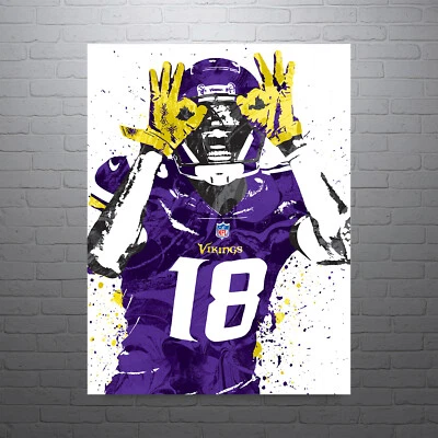 Justin Jefferson Minnesota Vikings Sports Print, Man Cave