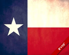 Flag Of Texas Lone Star State Banner Secede 8x10 Real Canvas Giclee Art Print
