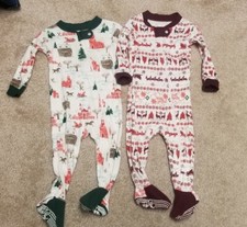 BURT'S BEES Christmas Holiday Pajamas Set of 2 3-6 MONTHS Worn Once For Photos 