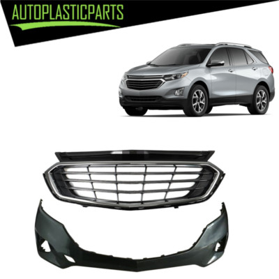 For 2018-2020 Chevy Equinox Front Bumper Cover Upper & Upper Grille Chrome Grill