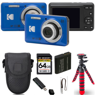 Kodak PIXPRO FZ55 Digital Camera (Blue)+Spider Tripod + Case