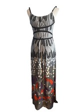 Stella Women's Medium Dress Sleeveless Tank Dress Gray Floral S/M 50” Maxi