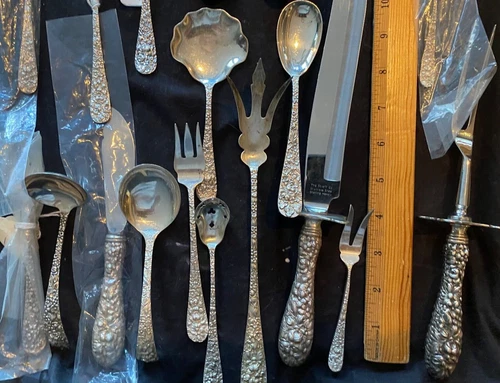 STIEFF ROSE STERLING SILVER SET OF 12 SERVERS ALL HAND POLISHED GREAT SHAPE