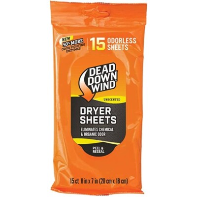 FREE SHIPPING Dead Down Wind Unscented Odorless Laundry Washing Dryer 15 Sheets