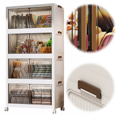 4 Tier Foldable Storage Drawers Box Tower Unit Stationery Organizer On Wheels