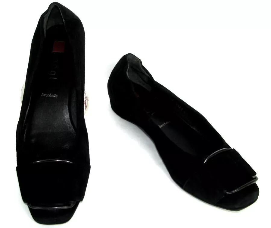 HOGL Ballet Flat Loops Leather Black Suede 37.5 Very Good
