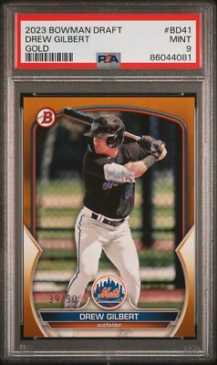 PSA 9 DREW GILBERT GOLD /50 (PROSPECT) ROOKIE 2023 Bowman Draft #BD41 METS MINT