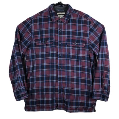 LL Bean Men's Traditional Fit Fleece Lined Flannel Shirt Jacket Large Plaid | eBay