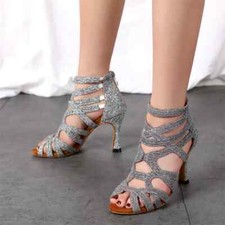 Latin Dance Shoe Women High-heeled Fur Sole Comfortable Cha-cha Sandals Footwear